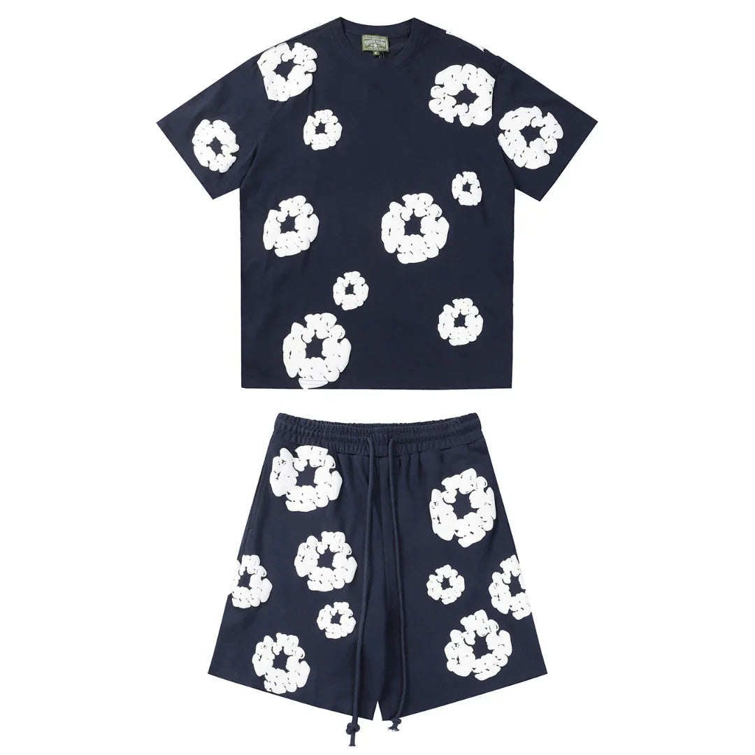 DENIM TEARS NAVY BLUE SHORT SET