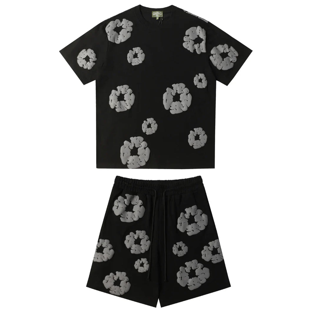 DENIM TEARS BLACK GREY SHORT SET