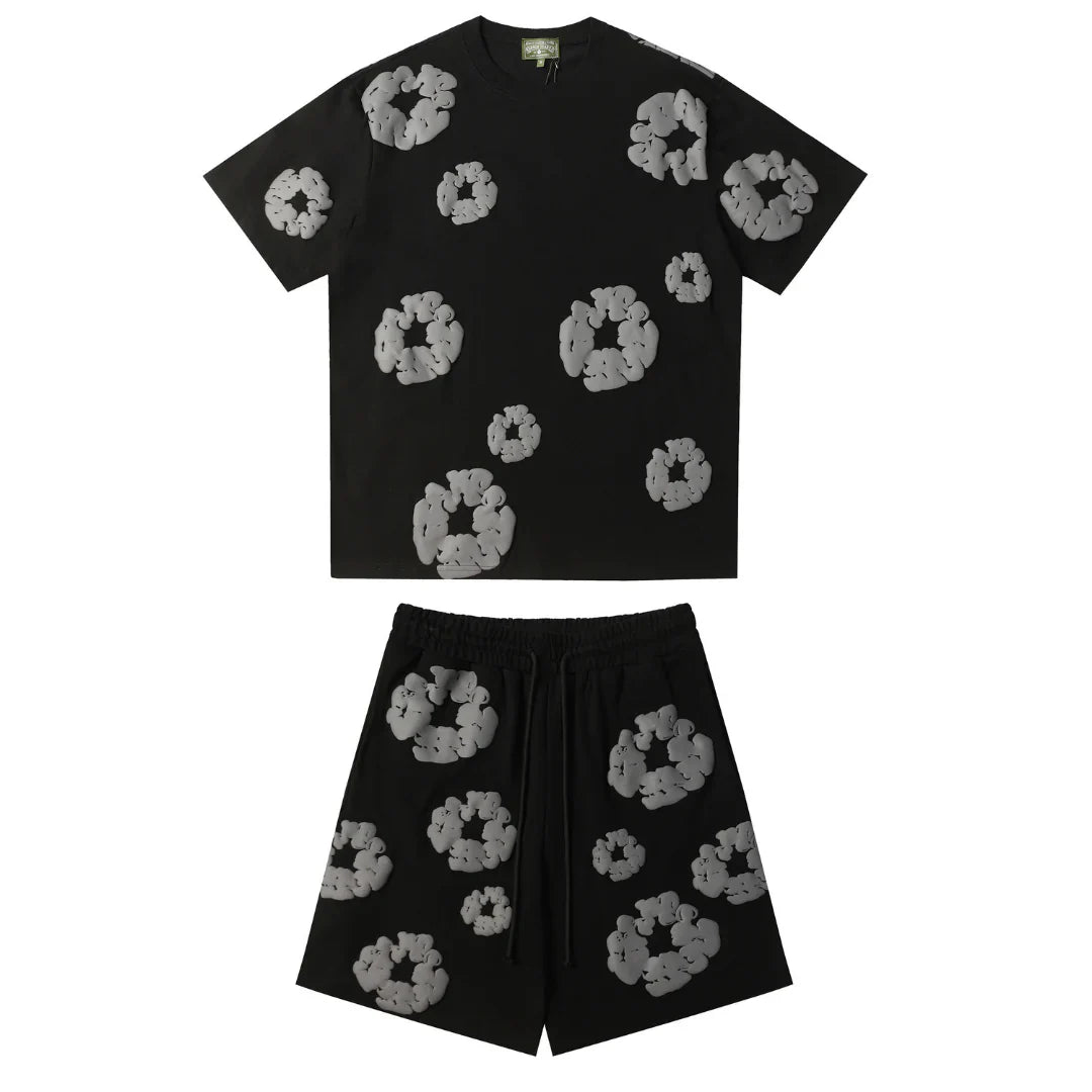 DENIM TEARS BLACK GREY SHORT SET