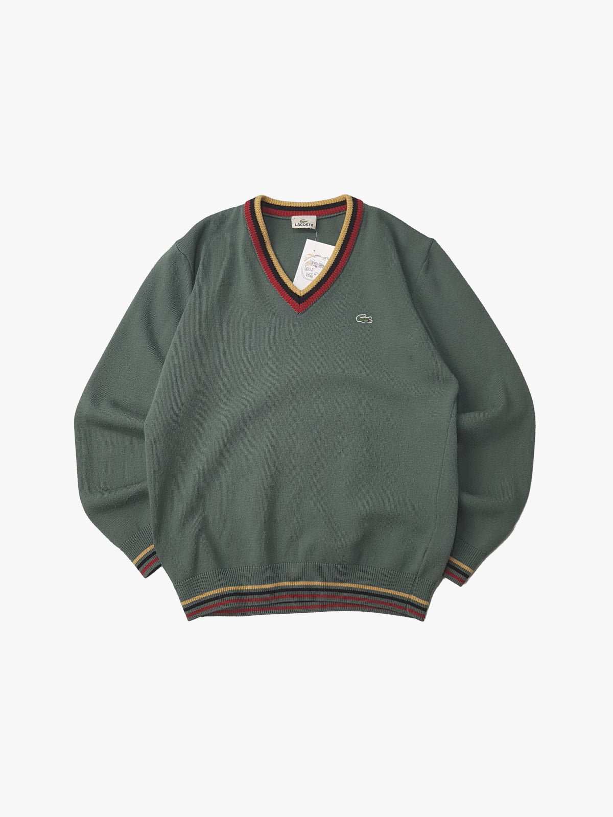 Lacoste jersey cuello pico lana/acrílico vintage S