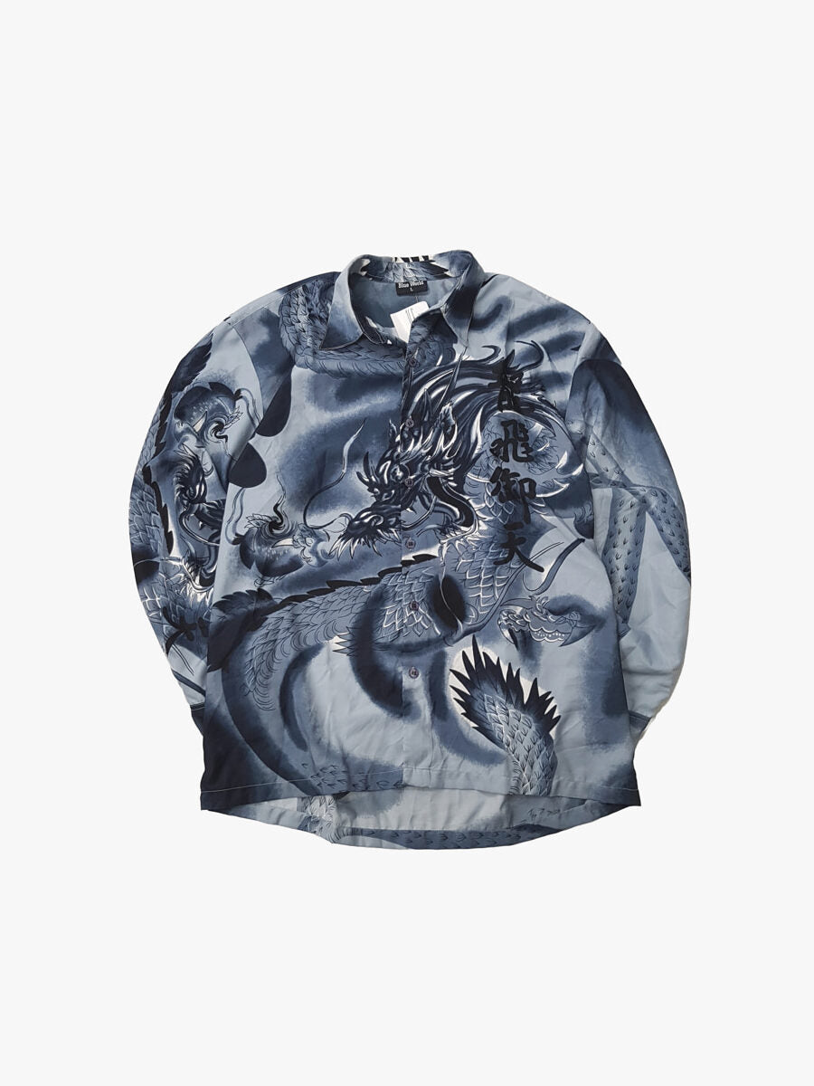 Blue World camisa estampado dragón L