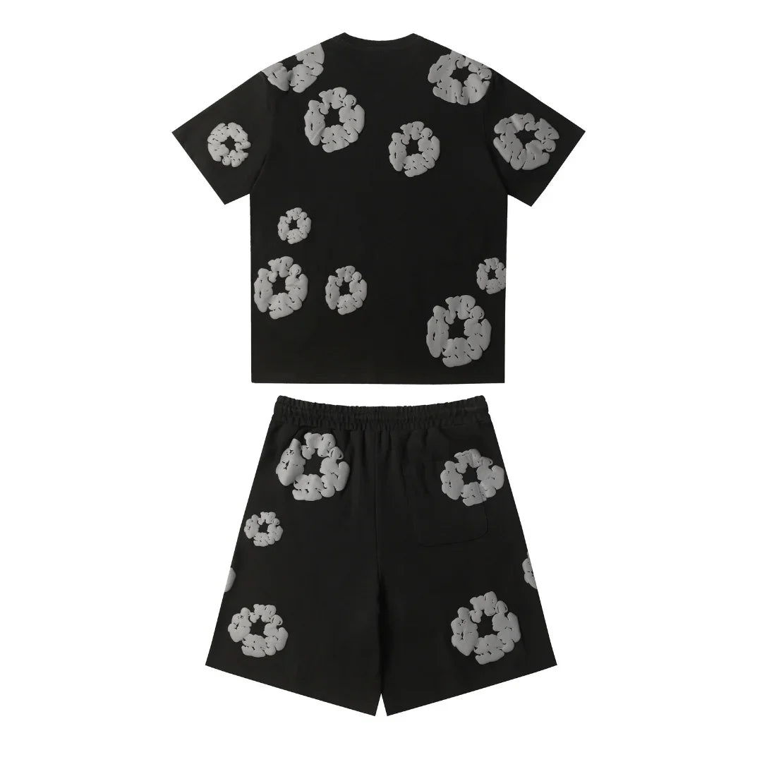 DENIM TEARS BLACK GREY SHORT SET