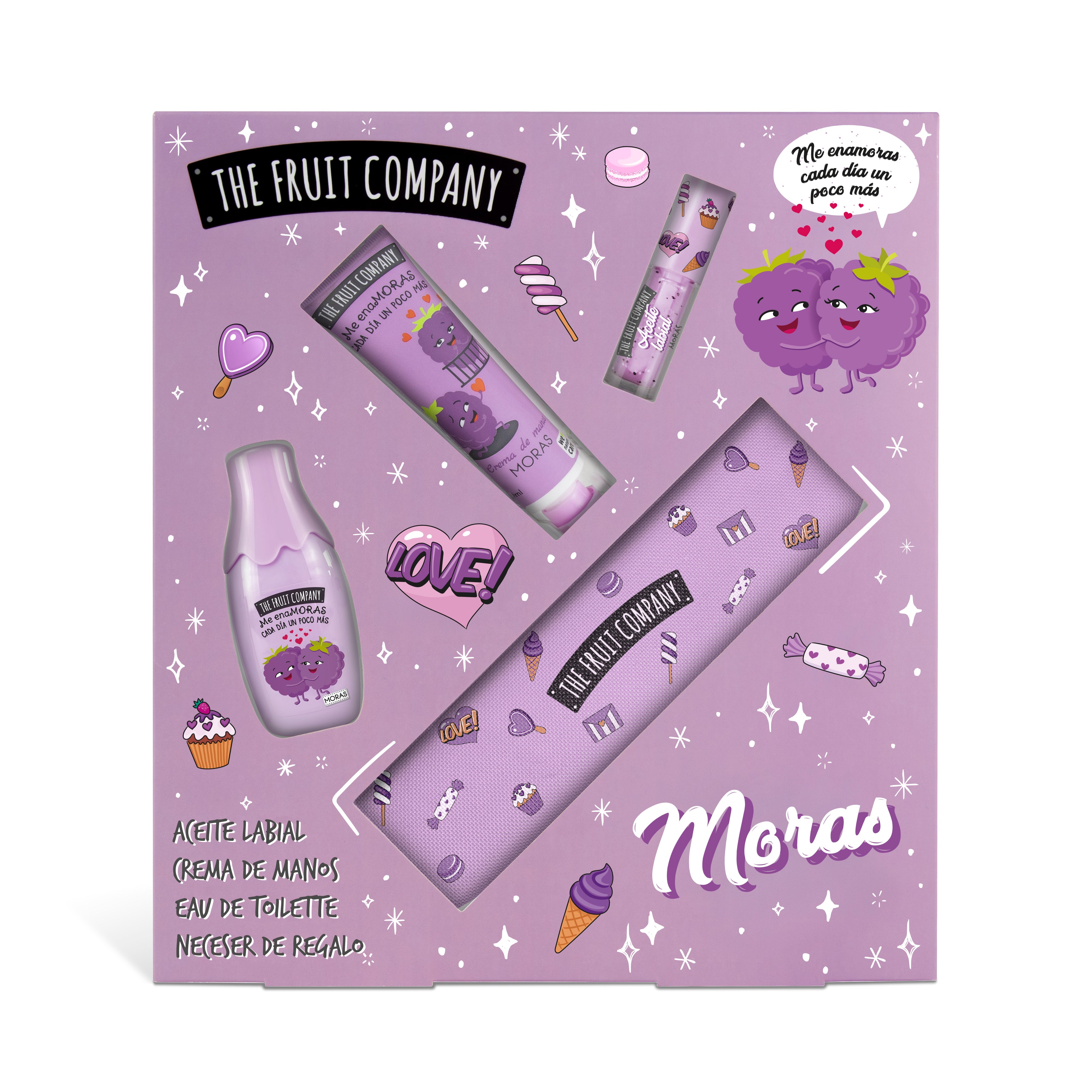 Pack Moras Aceite Labial + Crema de Manos + Eau de Toilette + Neceser
