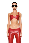 CARLINA PU TOP - RED : BURGUNDY