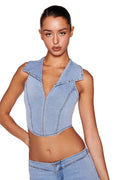 CARA TOP - BLUE : LIGHT WASH