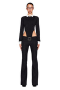 TARA TUXEDO BODYSUIT - BLACK