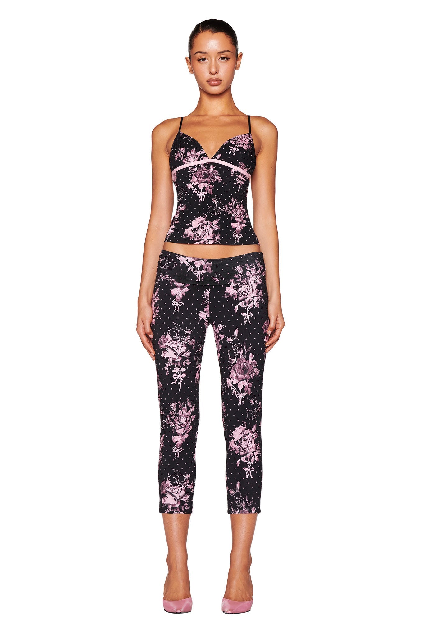 PENNY TANK - BLACK : FLORAL : BUNNY BOUQUET