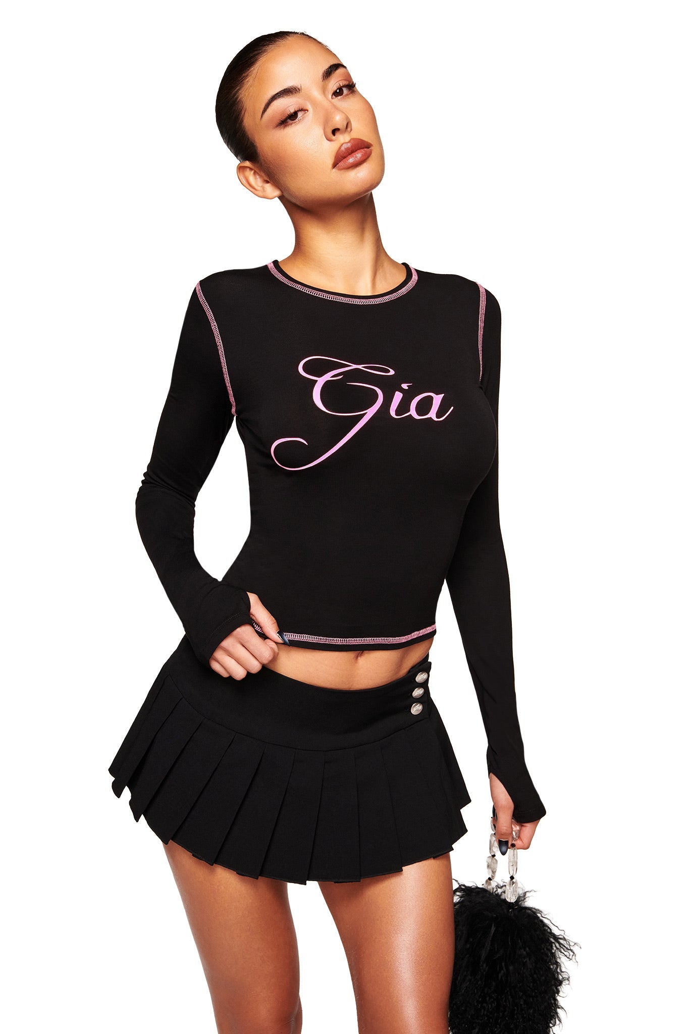 BLARE LONG SLEEVE TOP - BLACK
