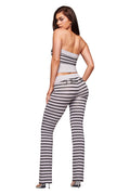 BLARE FOLDOVER TRACKPANT - GREY AND BLACK STRIPE