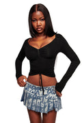 ASHA LONG SLEEVE TOP - BLACK