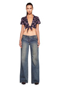 KEIDIS TOP - BLACK : WARPED PLAID