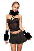 DENALI FUR RIB CUFF - BLACK
