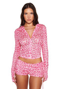 MIA HOODIE - PINK : PINK LEOPARD