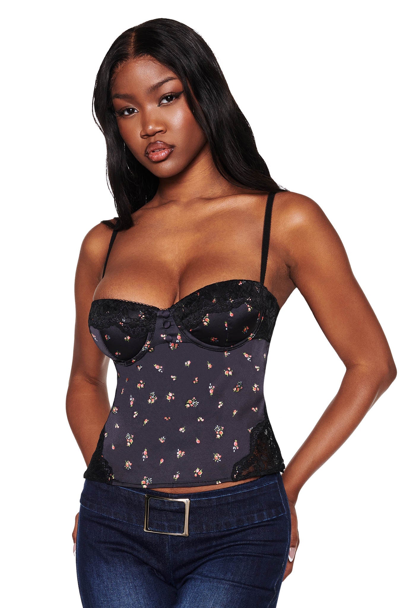LUELLA CAMI TOP - BLACK : DITSY FLORAL