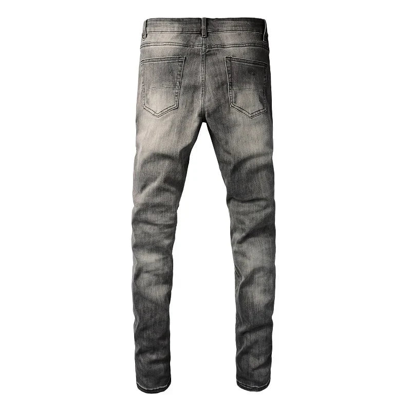 GREY LEATHER JEANS