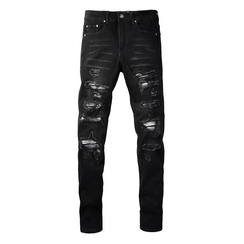 GREY PATCH JEANS