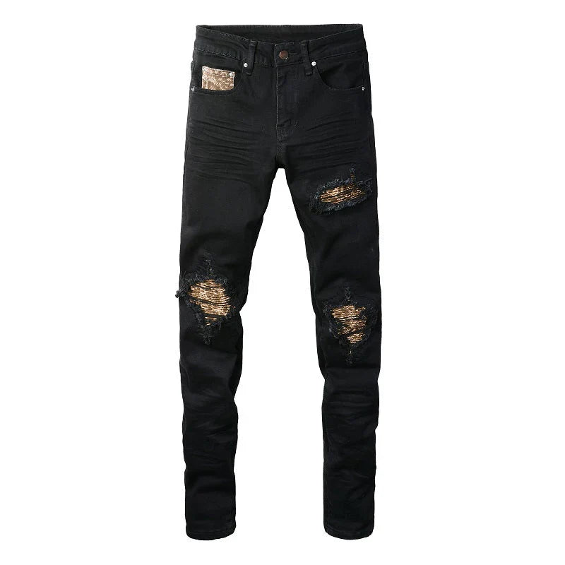 LEOPARD PATCH JEANS