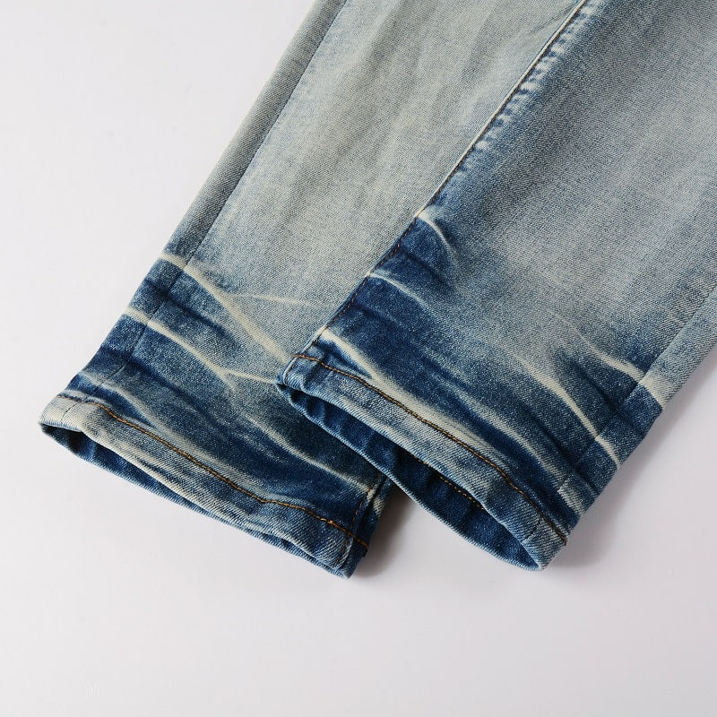 LEATHER PATCH JEANS