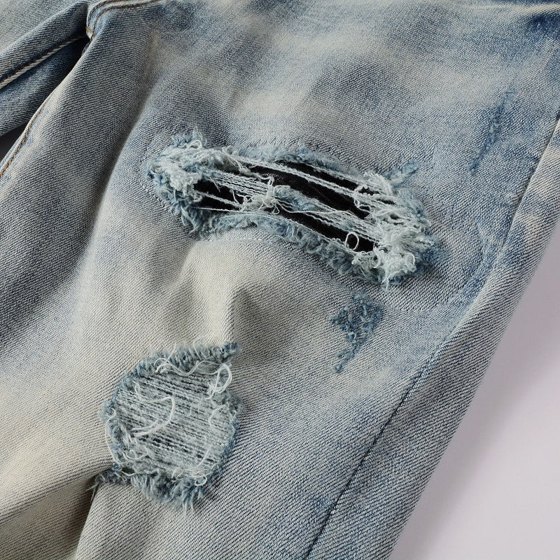 LEATHER PATCH JEANS