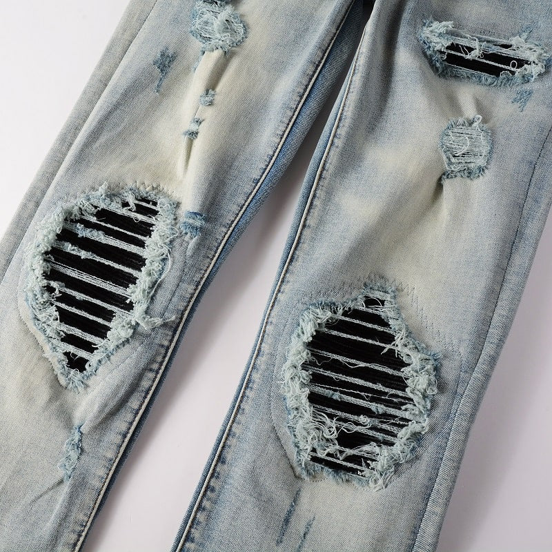 LEATHER PATCH JEANS