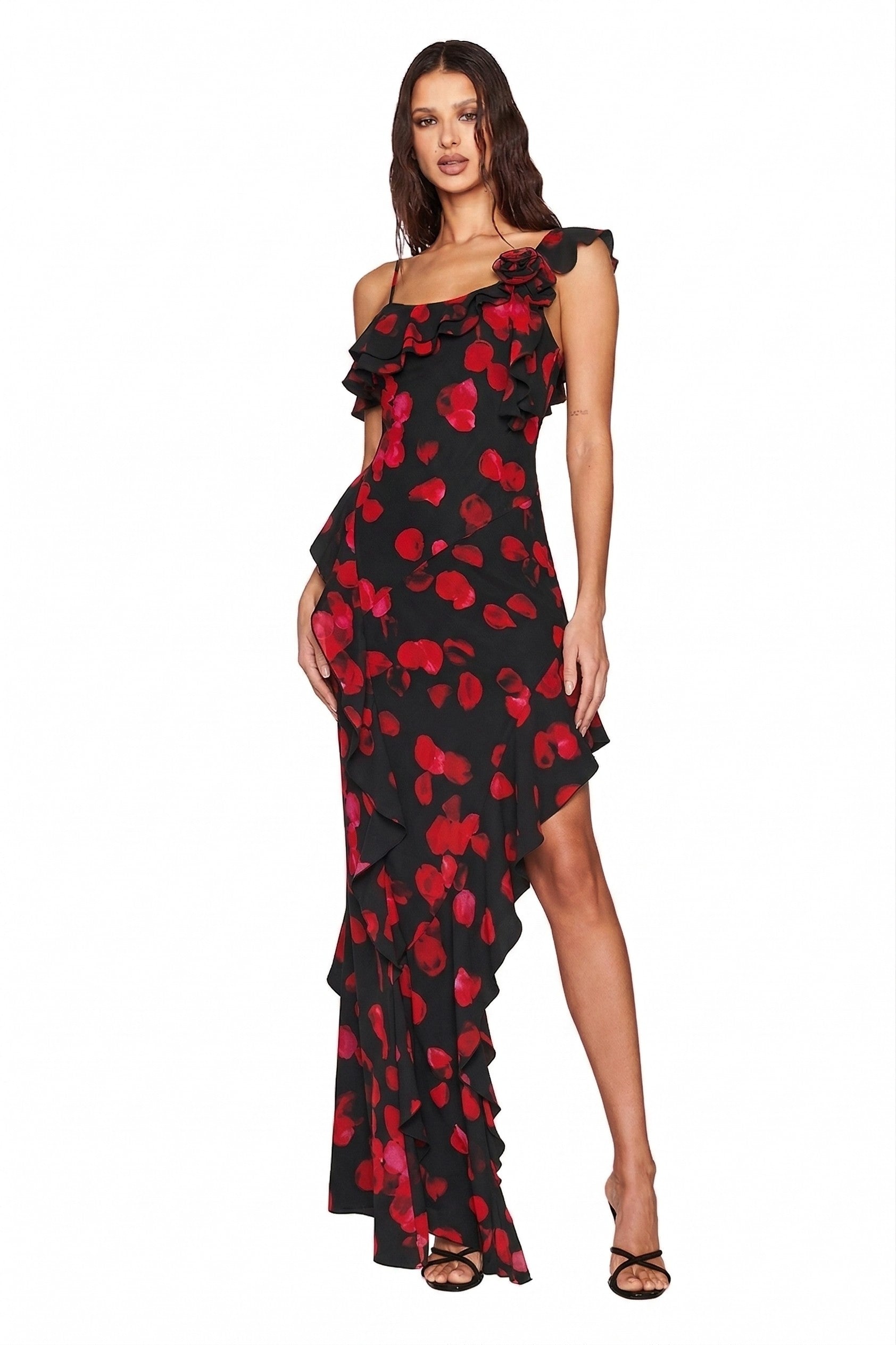 JULIETTA MAXI DRESS - BLACK PRETTY PETAL
