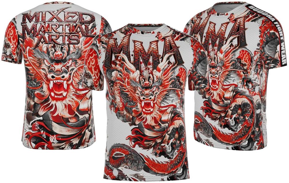 Buddha Dragon MMA T990 T-Shirt Red