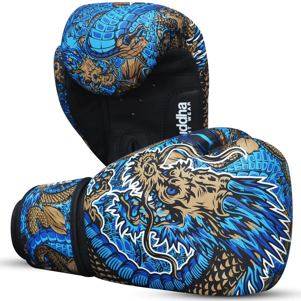Buddha Fantasy Dragon Boxing Gloves Blue