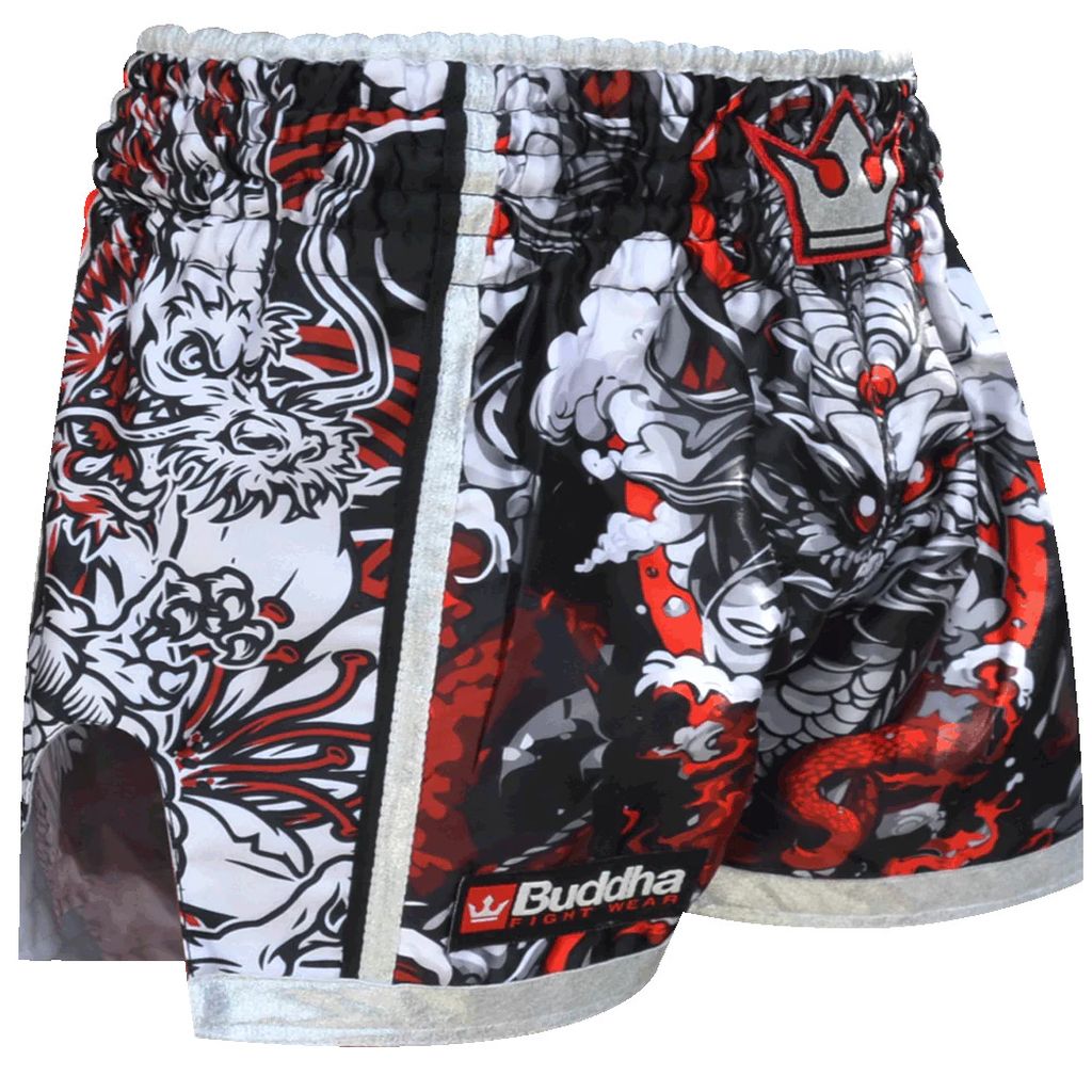 Buddha Dragon Muay Thai Shorts Red