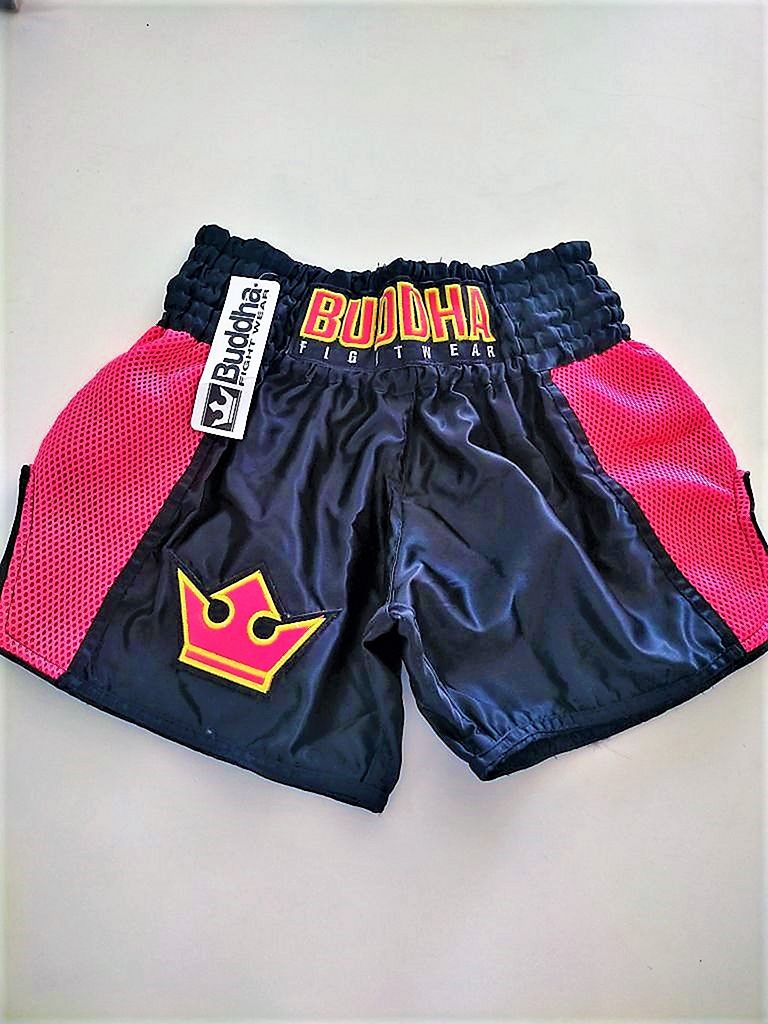 Buddha Retro Premium Muay Thai Shorts Black-Gold