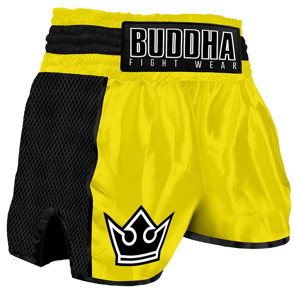 Buddha Retro Premium Muay Thai Shorts Black-Gold