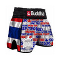 Buddha Retro Thailand Muay Thai Shorts Grey-Red