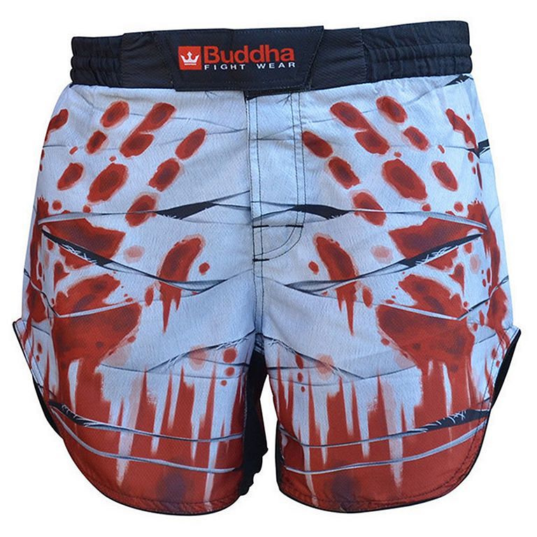 Buddha Mummy MMA Fight Shorts White-Red