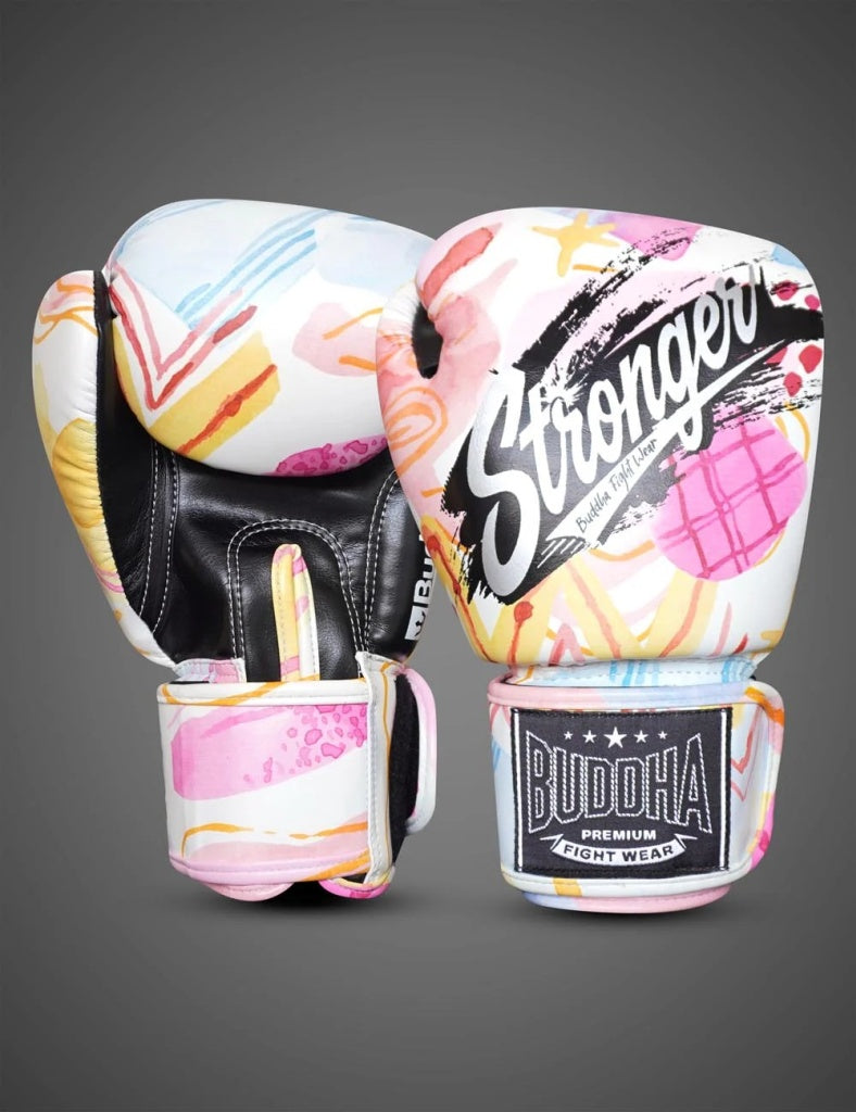 Buddha Stronger Boxing Gloves Pink-Multicolored
