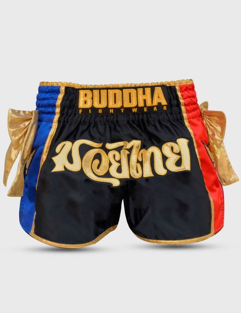 Buddha Traditional Thailand Muay Thai Shorts Black-Gold