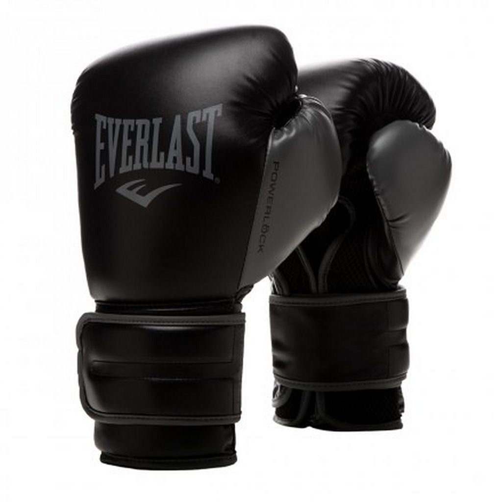 Everlast Powerlock 2R Leather Training Boxing Gloves Black-Grey