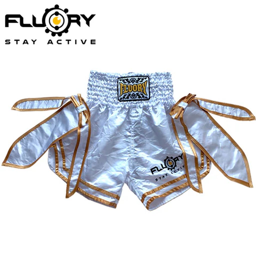 Fluory MTSF72 Muay Thai Shorts White