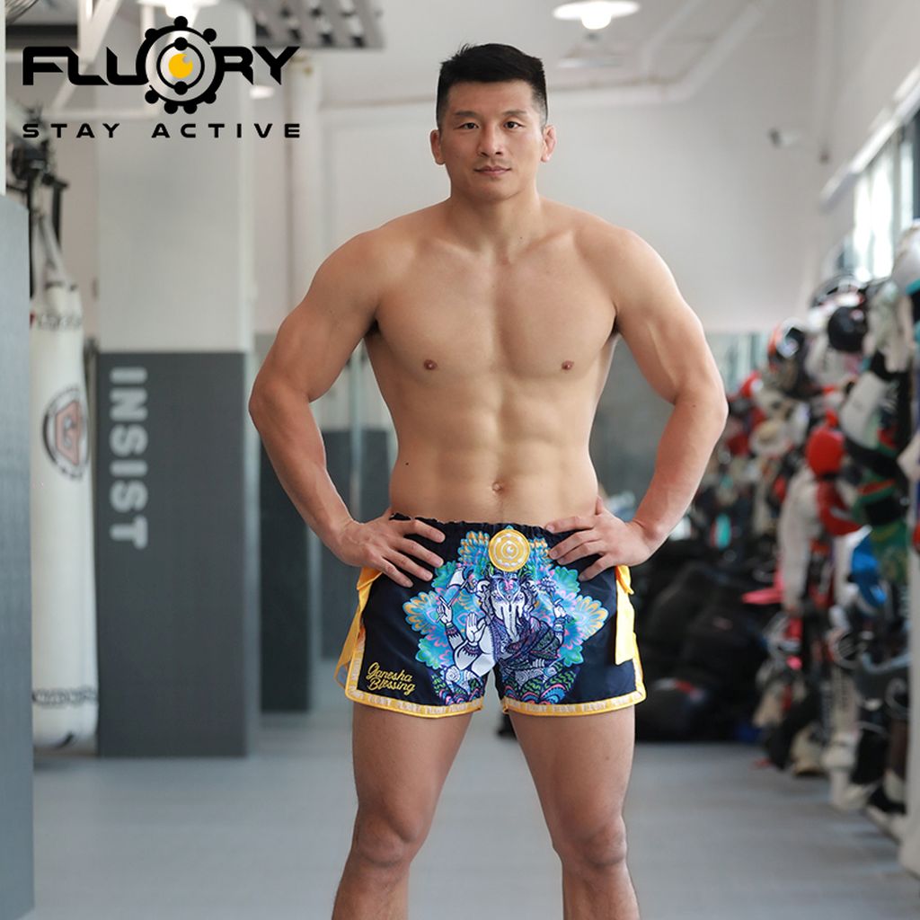 Fluory MTSF101 Muay Thai Shorts Blue