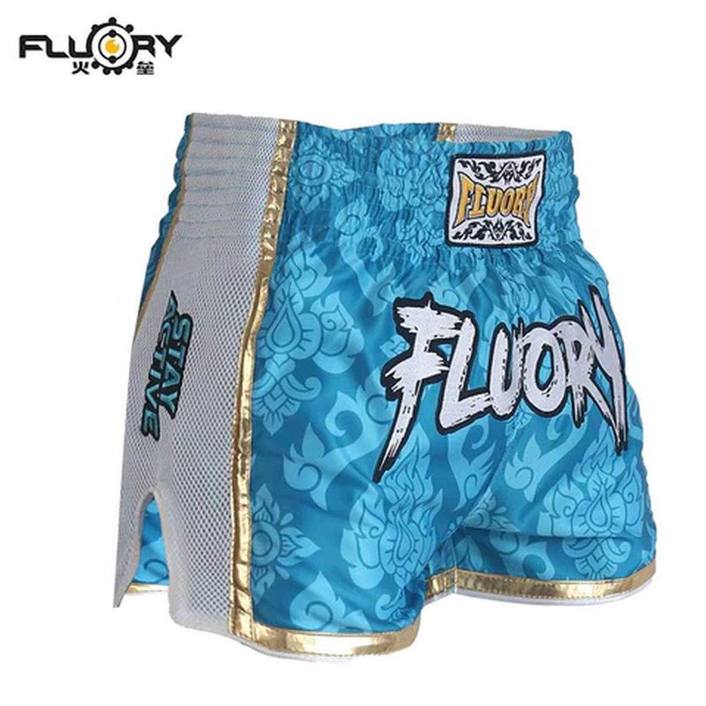 Fluory MTSF64 Muay Thai Shorts Blue