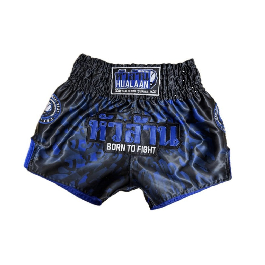 HuaLaan Born To Fight Muay Thai Shorts Blue-Black