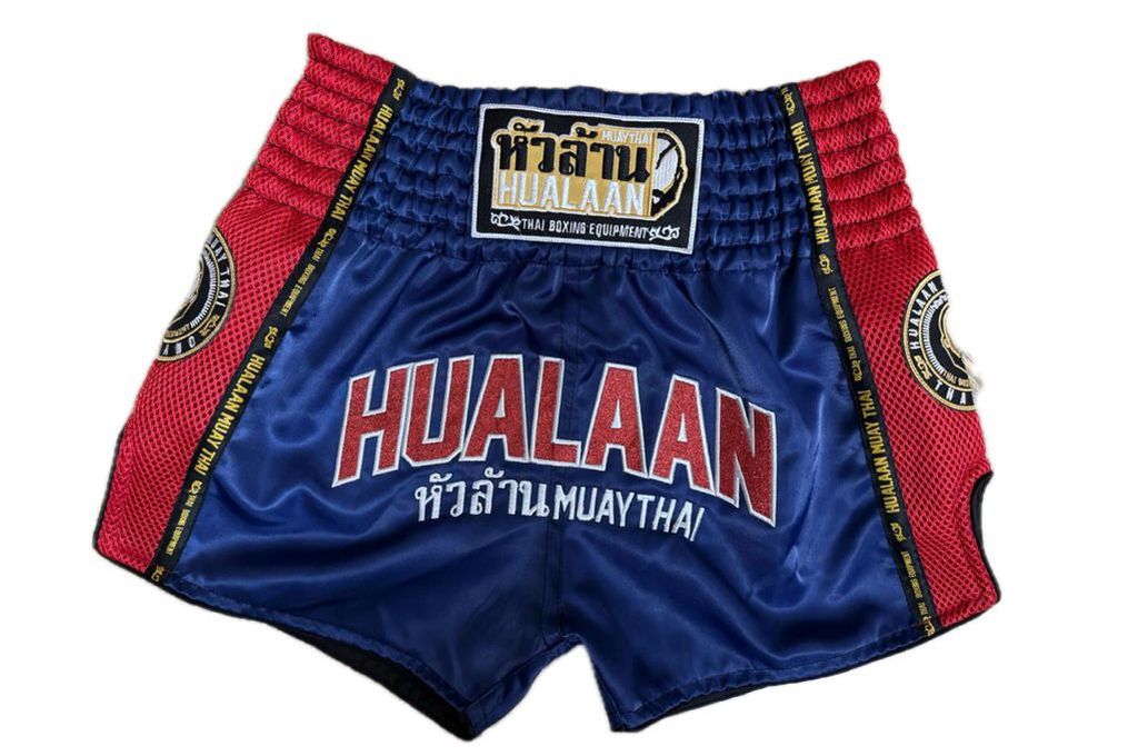 HuaLaan Retro Muay Thai Shorts Navy Blue-Red