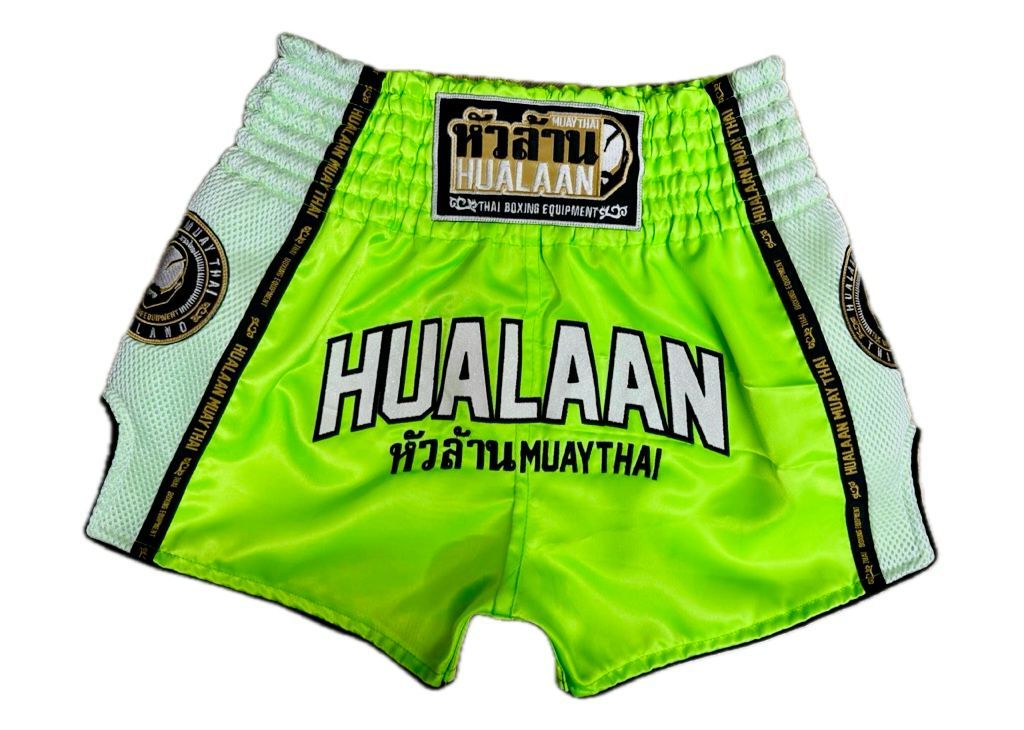 HuaLaan Retro Muay Thai Shorts Yellow-Fluorescent