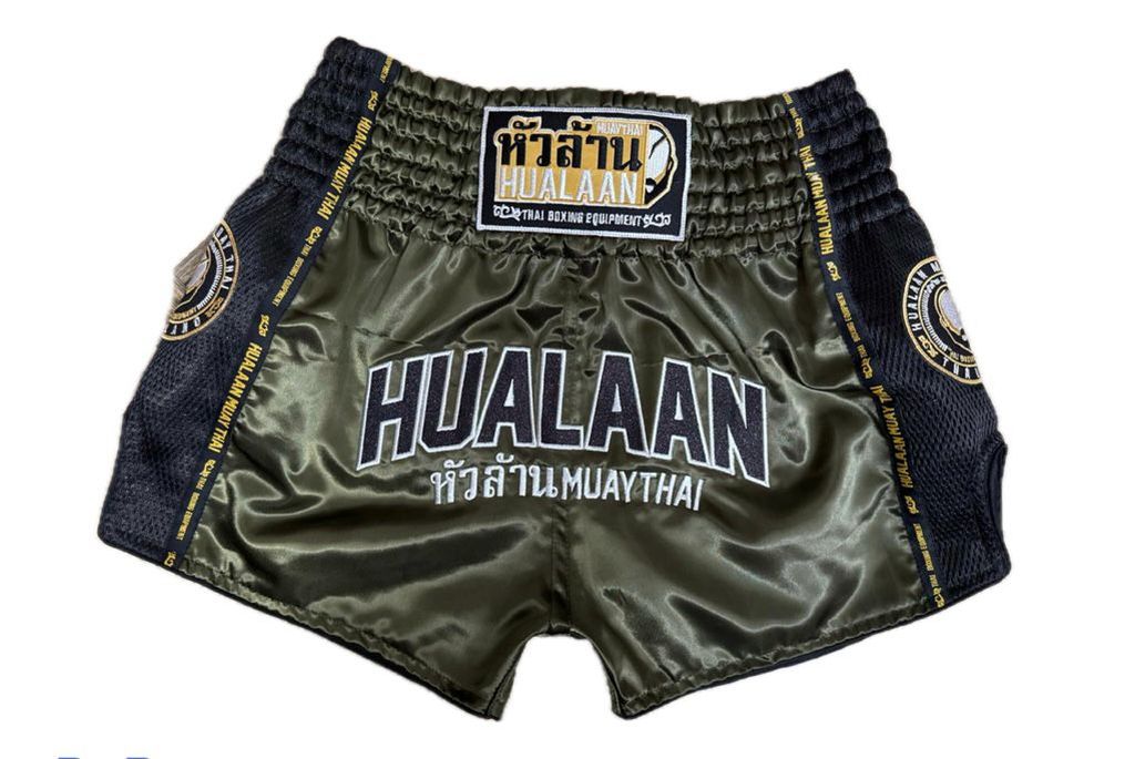 HuaLaan Retro Muay Thai Shorts Green-Black