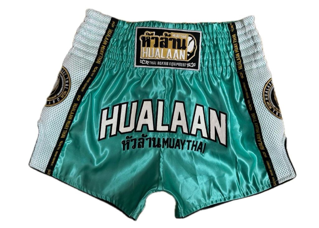 HuaLaan Retro Muay Thai Shorts Turquoise-White