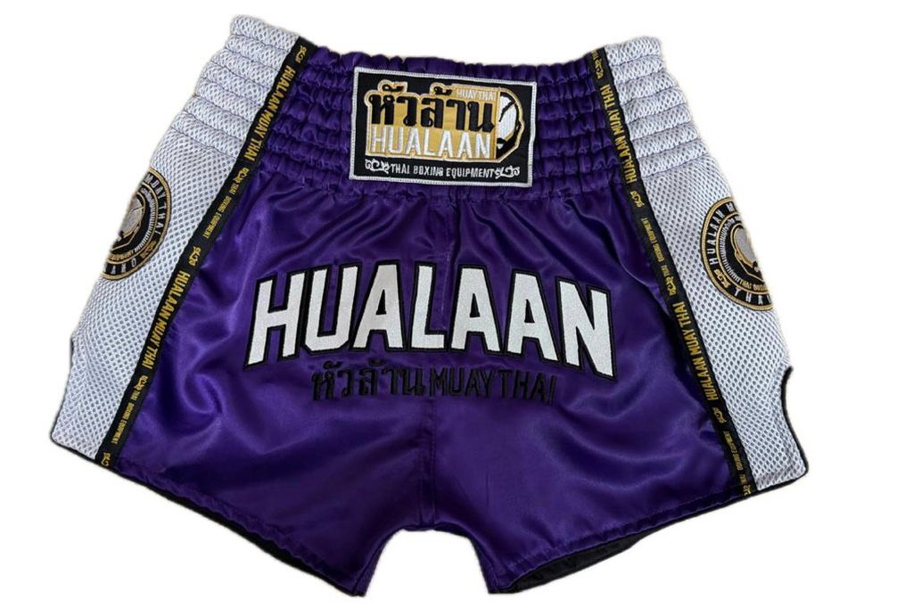 HuaLaan Retro Muay Thai Shorts Purple-White