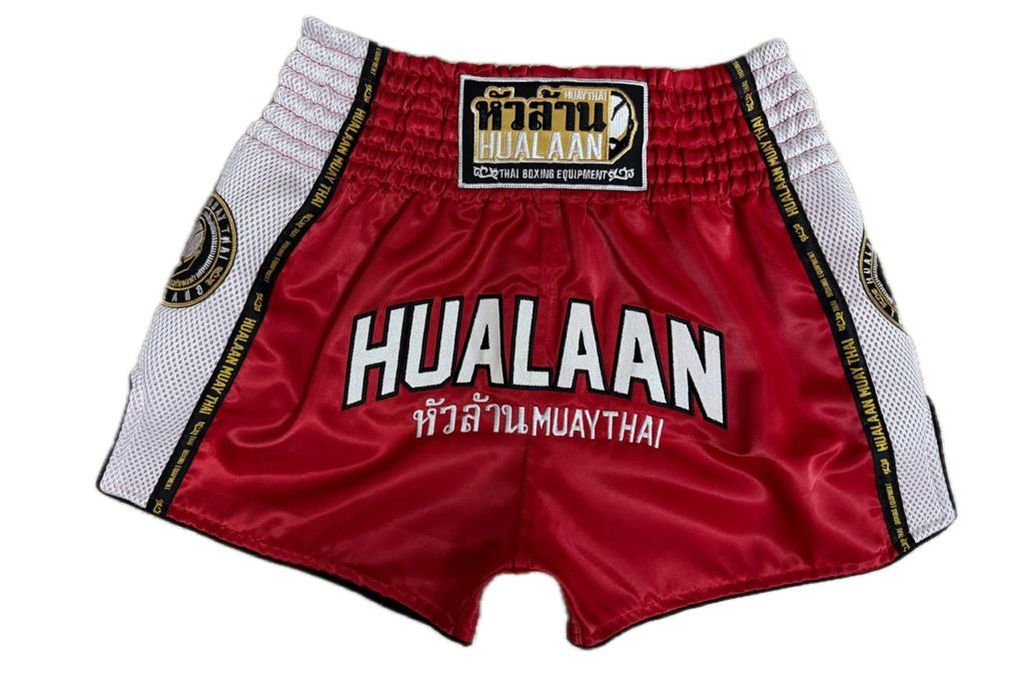 HuaLaan Retro Muay Thai Shorts Red-White