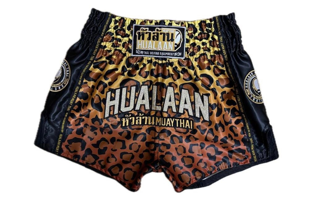 HuaLaan Leopard Muay Thai Shorts Black-Brown