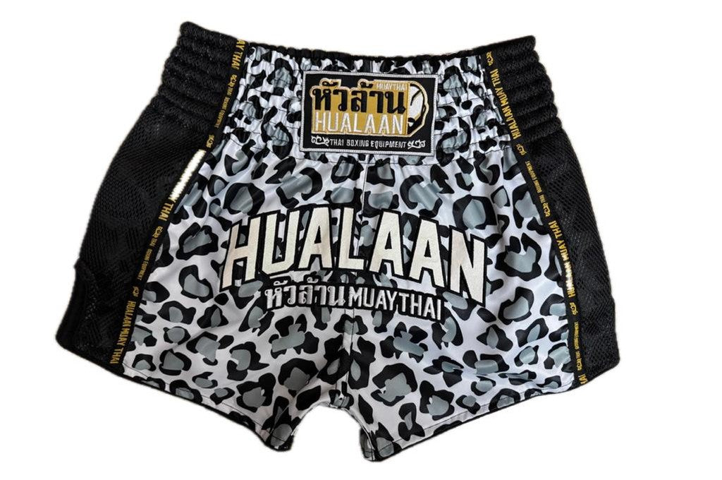 HuaLaan Leopard Muay Thai Shorts Black-White