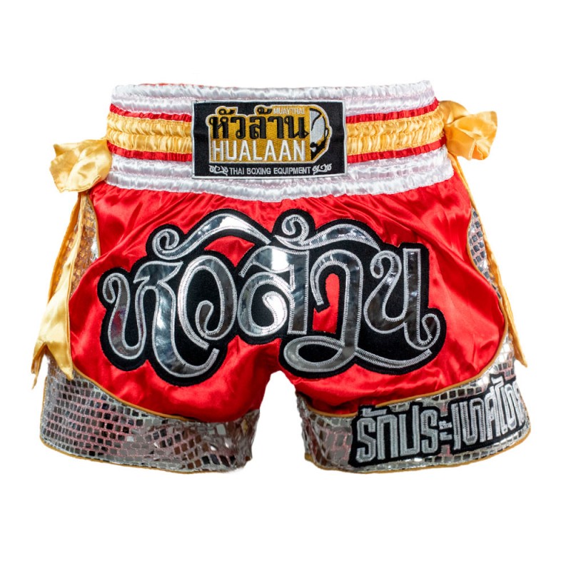 HuaLaan Cristal Muay Thai Shorts Red-White