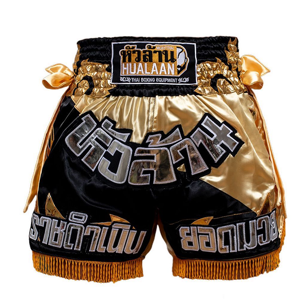 HuaLaan Gold Division Muay Thai Shorts Black-Gold