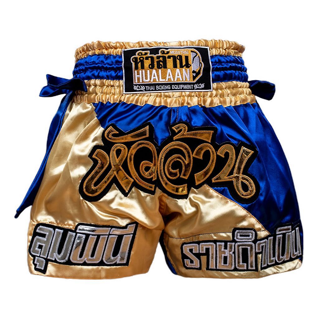HuaLaan Gold Division Muay Thai Shorts Gold-Blue
